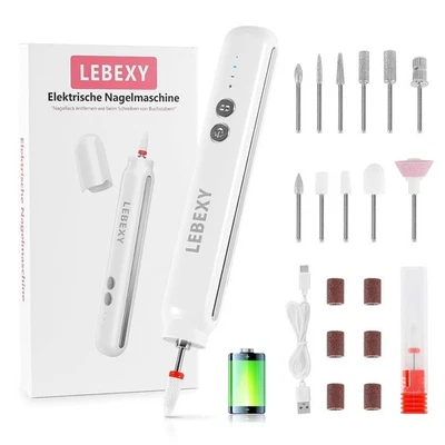BESUCHE DEN LEBEXY-STORE LEBEXY Elektrische Nagelfräser Maniküre Pediküre Kabellos Set | Nagelfeile Fräse
