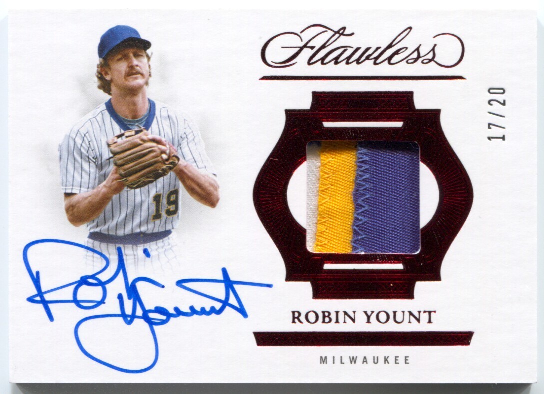 2025 Panini Flawless Robin Yount Autograph Prime Ruby 3 Color Patch Auto #/20