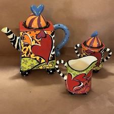 Juego de té Joyce Shelton Heart Of Hope olla tetera crema azúcar 2013 caprichoso