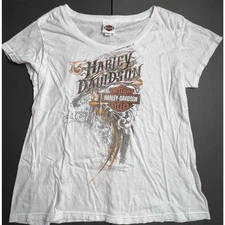 Harley Davidson White short sleeve cotton top Thunder Mountain Loveland, CO