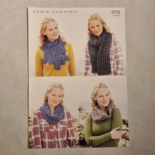 Sirdar 9758  Click Chunky Snoods & Scarves Knitting Pattern New