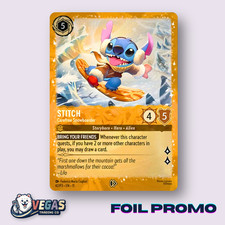 Stitch Carefree Snowboarder 42/P3 Glimmer Foil Promo Unsealed LP Disney Lorcana