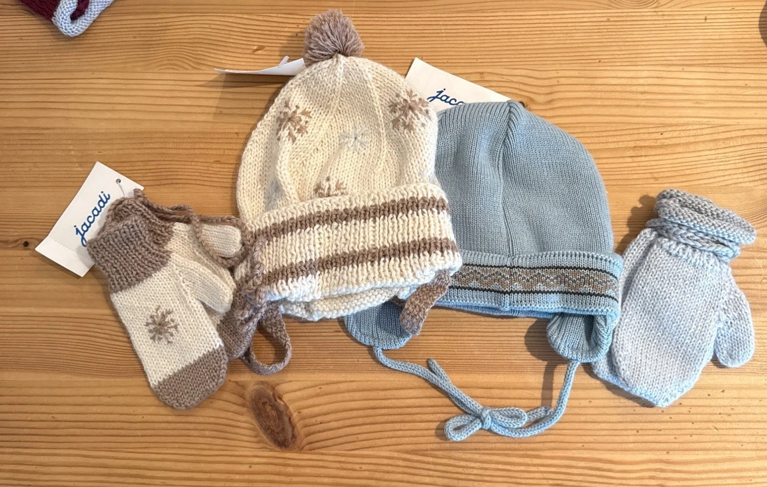 Jacadi toddler knit hat mitten bundle unisex 12 month NWT JW