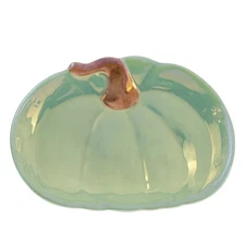 Lustrous Aqua Pumpkin Plate Set of 2