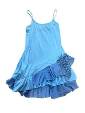 Whimsical Fairy Asymmetrical Ruffle Blue Sundress Blue Tones SZ L/XL By Noelle