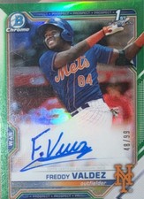 2021 Bowman Chrome Prospects Green Refractor /99 Freddy Valdez #CPA-FV Auto