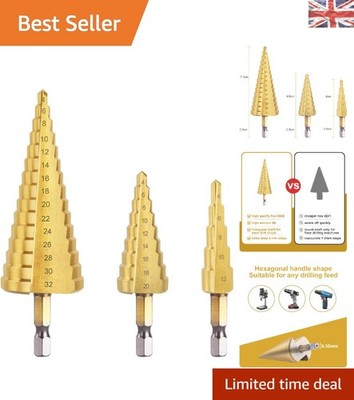Langlebige 3-teilige HSS Nut Stufenbohrer - Easy-Stop Design für Heimwerkerprojekte
