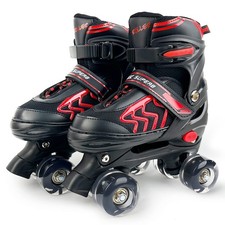 Kids Roller Skates for Boys Girls Children Medium - UK 1-4, Black & Red