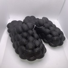 Unisex Size 6/7 Bubble Slides Slippers Thick Sole Non-Slip Massage Black Comfy