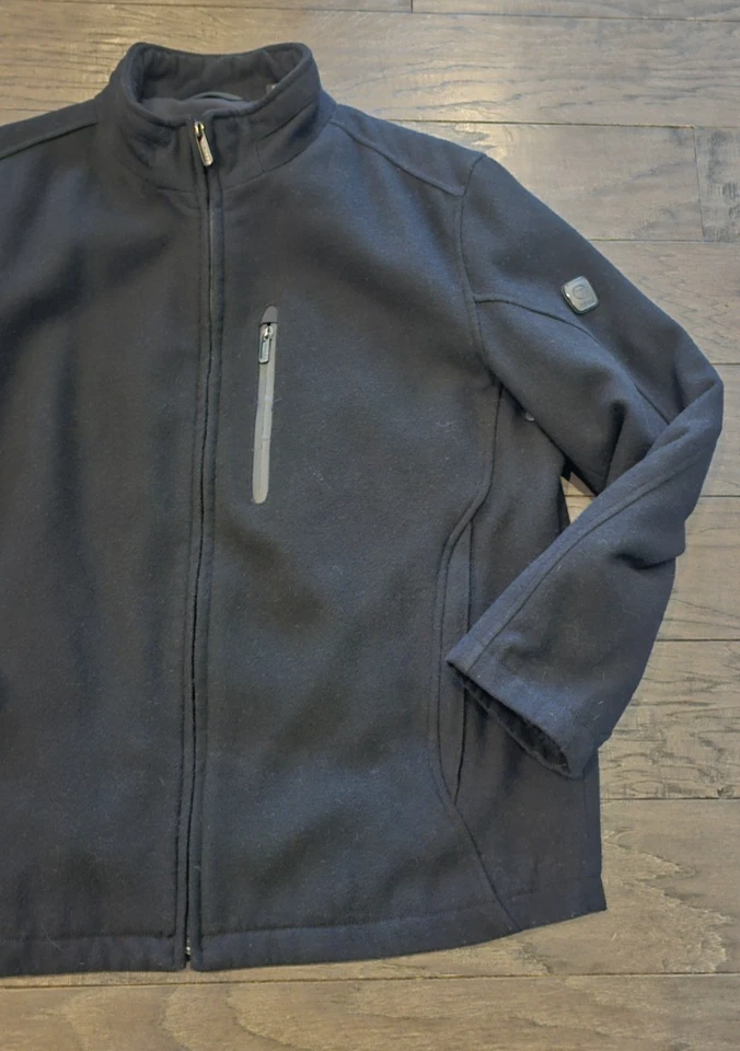 Abrigo Chaqueta Tech by Tumi Mezcla de Lana Acolchado Forrado Cremallera Completa Hombres Negro Cuello Simulado L Foto 2 de 4