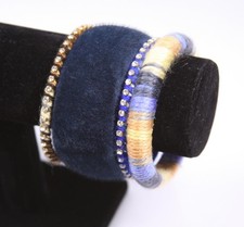 Multi Hoop Blue & Gold Bangle Bracelet Set Womens Fashion Costume Jewelry jxtg
