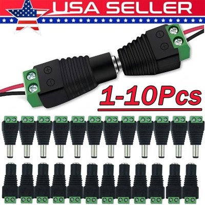 1-10pcs Male Female 2.1x5.5mm DC Power Plug Jack Adapter Connector for CCTV Lot