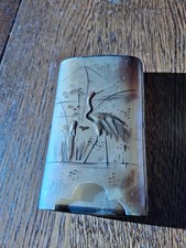 Japanese Meiji period cigar case decorated with a crane