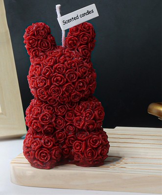Cute Rabbit Shape Scented Candle,100G Rose Flower Clusters Aesthetic Handmade...