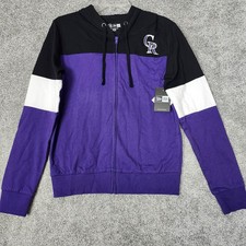 Colorado Rockies Hoodie Mens Small Purple Black MLB Baseball Full Zip New Era