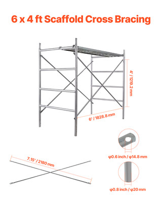VEVOR Scaffolding Cross Brace 6ft x 4ft 4-Pack Solid Carbon Steel Cross Supports