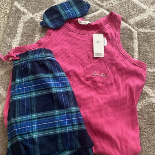 Women’s Check Cotton Short Pyjama Set Size 20 -Marks & Spencer. New