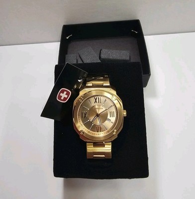 BRAND NEW*NEVER WORN Wenger Edge Gold Tone Roman Dial Watch w/ Box & User Manual