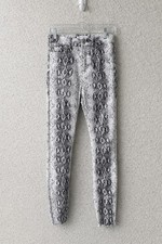 Zara Premium Denim Snake Print Skinny Jeans Black White High Rise Ankle Pants 4