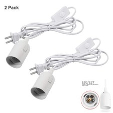 2 PCS E26 E27 Light Bulb Socket Wall Outlet Adapter On/Off Switch Extension Cord
