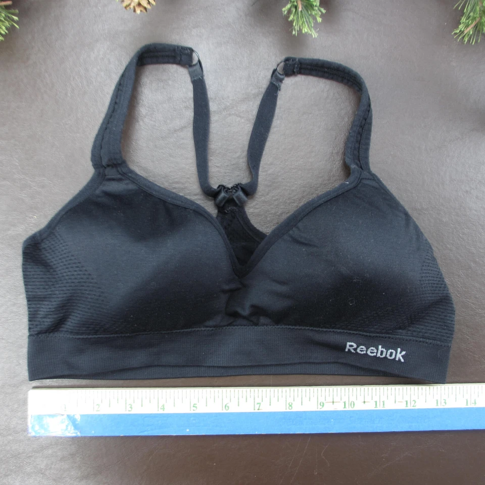 Sujetador deportivo Reebok L negro ligeramente acolchado suéter inalámbrico Foto 2 de 4