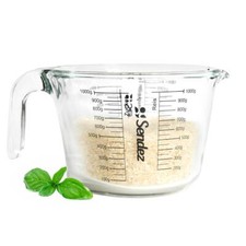  Messbecher 1L mit Henkel aus Borosikatglas Messkanne Dosierhilfe Messbehälter 