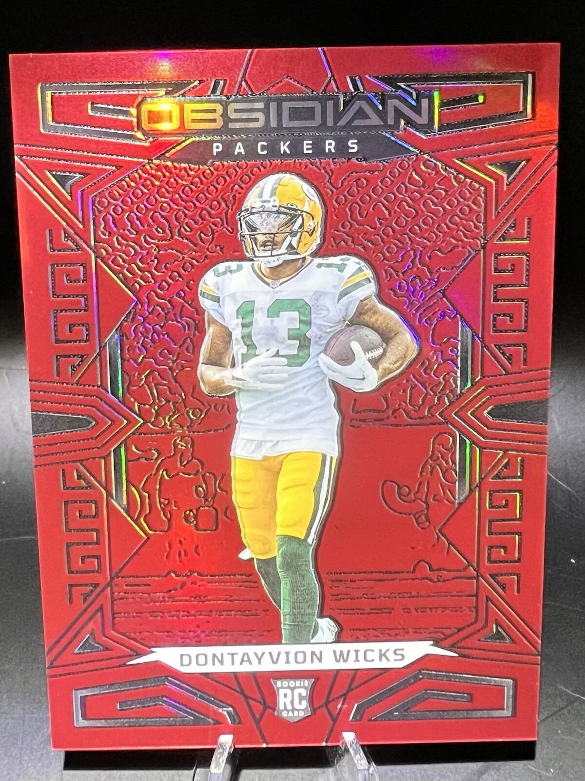 2023 Panini Obsidian - Red Flood Electric Etch #138 Dontayvion Wicks /90 (RC)