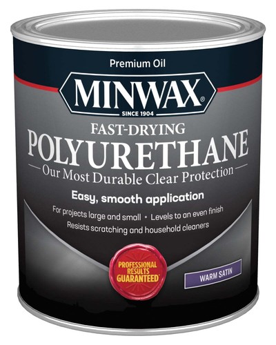 Minwax Fast-Drying Polyurethane, Warm Satin, Clear, 1 Quart, (1 Piece, 1 Pack)