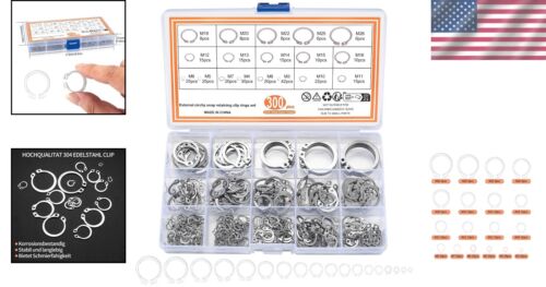 300 Pcs Retaining Ring Set Internal Snap Rings Kits Stainless Steel External Cir - 第 2/9 張圖片