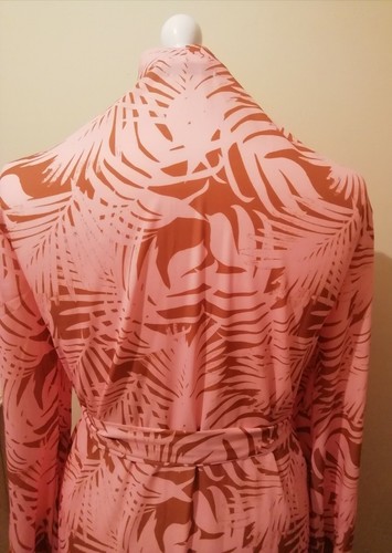 Missguided Plus Gown Cover Up NWOT UK16 EUR 44, NEW Pink & Brown Leaf Pattern - Picture 6 of 8