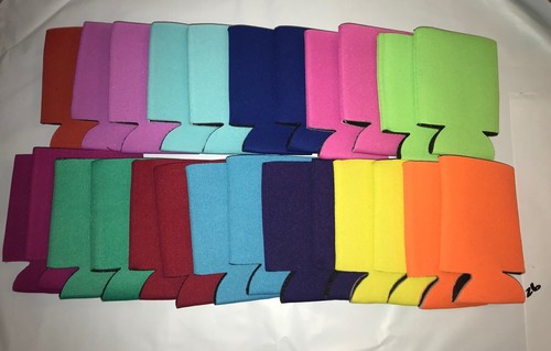 Mixed Can Cooler Huggie Koozie Blank Lot 25 Blue Pink Yellow Orange Black Coozie - Picture 1 of 1