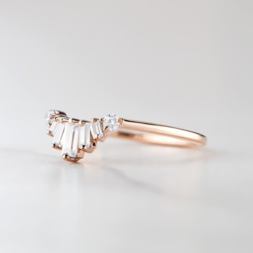 Baguette Moissanite Tiara Ring Enhancer Wedding Band Promise Anniversary Gift - Picture 7 of 21