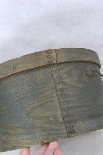 antike Speisekammer Kiste alt grün lackiert Tragegriff Deckel 11,5x6,5 original 19.1800 - Bild 3 von 12