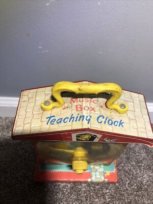Vintage (1968) Fisher-Price MUSIC BOX TEACHING CLOCK Wind Up