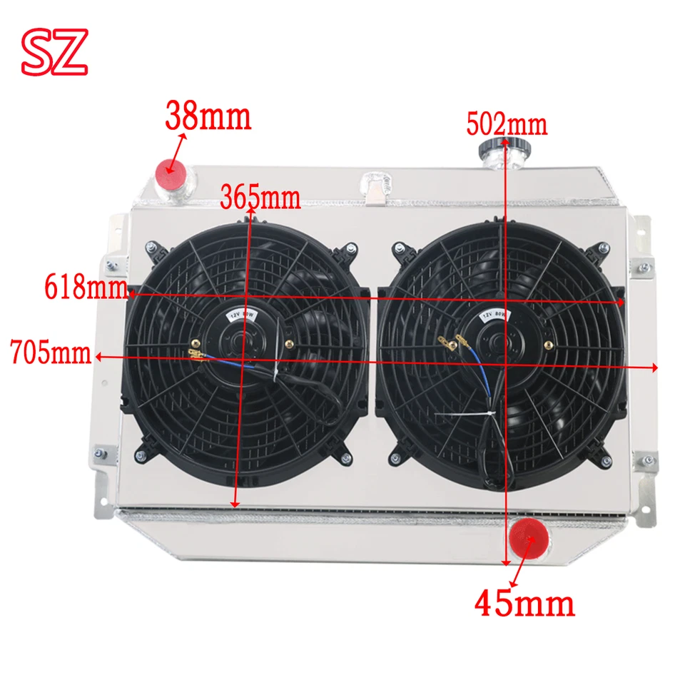 4 Row Radiator Shroud Fan For Holden Hj Hq Hx Hz Kingswood V8 Chevy 1971-1980 - image 2 of 4