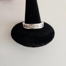 Vintage Sterling Silver 925 Band With Clear Crystals Size 8