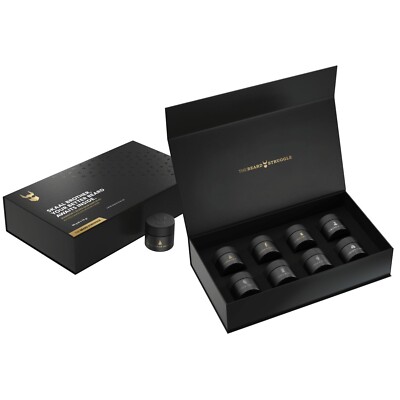 The Beard Struggle Balm Sampler Kit   Set of 8 Scents, 8x 10g Glass Jars for Men