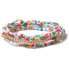 5-6pcs Handmade Bohemian Stackable Bead Bracelets Set for Women colorful