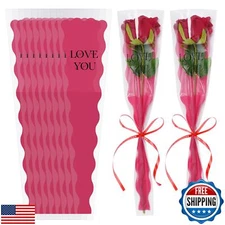 Hmxpls 50 Pcs Single Rose Sleeve Flower Sleeves Bouquet Bags Wrapping Packagi