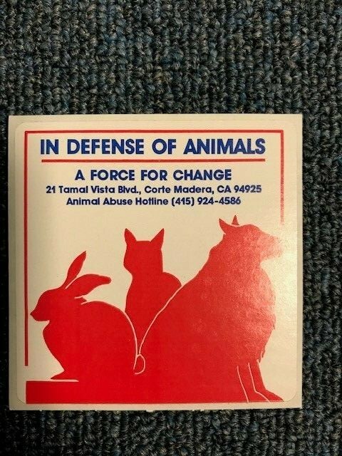Vintage "In Defense of Animals" Supporter Sticker
