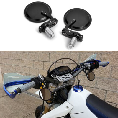 Schwarz Motorrad Lenkerenden Spiegel 7/8'' für Dual Sport KLR 650 Yamaha TW200