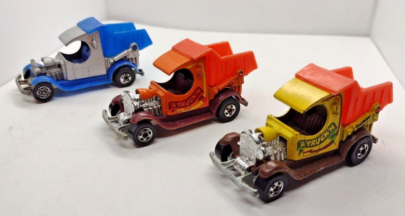 Hot Wheels Dumpin' A Black Wall Lot Of 3 Gray, Yellow And Orange HK