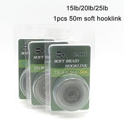 50m Carp Fishing Line Soft Hook Link Carp Hooklink Braid Line for Hair Rig
