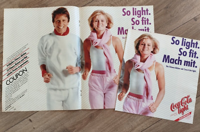 ORIG WERBUNG REKLAME 1984  COCA COLA light 2 Seiten Werbung + 8 Seiten Booklet