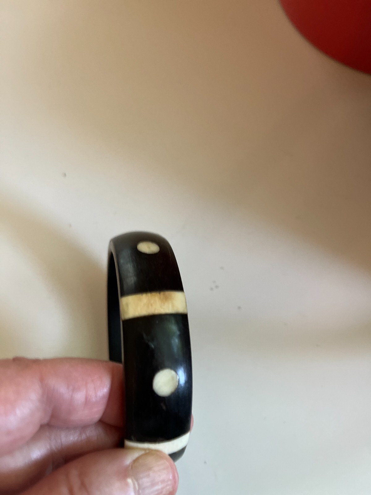 EBONY BANGLE BRACELET WITH BONE INSERTS - image 2