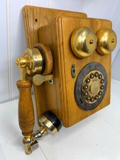 Vintage 1990's TeleConcepts Wood Wall Telephone Pushbutton Dialing for Parts