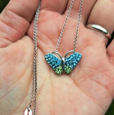 Sterling silver crystal butterfly necklace 925
