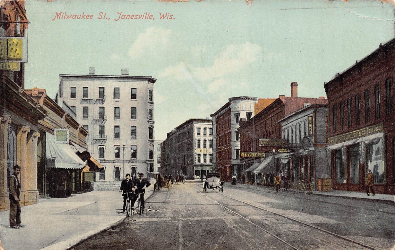 JANESVILLE WISCONSIN WIMILWAUKEE ST STOREFRONTSBICYCLES1911 POSTCARD eBay