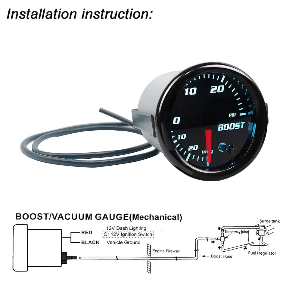 2" Turbo Boost Gauge 52mm Tinted 7 Color Vacuum Turbo Meter 0-30 PSI Pressure - Image 4 of 4