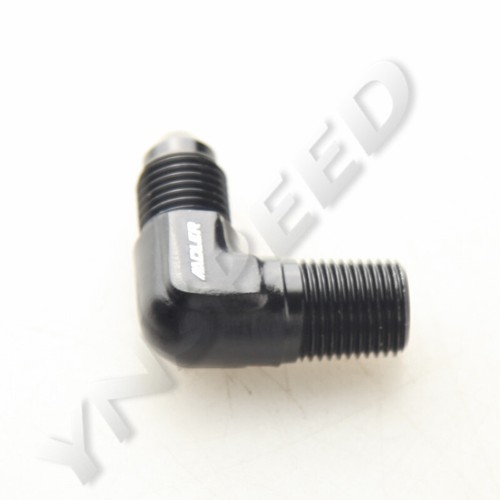 US SHIP 90 Degree 3AN AN3 Male To 1/8 NPT Aluminum Fitting Adapter Black - Picture 5 of 5